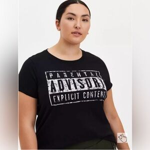 Torrid Classic Fit - Parental Advisory Black Crew Tee.